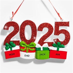 2025 Family Present Personalized Ornament - 4 Name - 53857-4