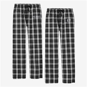 Classic Comfort Embroidered Black and White Flannel Pants  - 53875