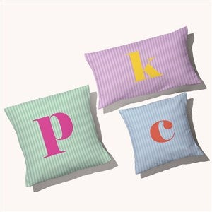 Striped Initial Personalized Throw Pillow  - 54217