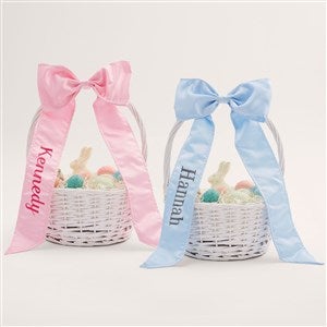 Embroidered Bow With White Easter Basket - 54301