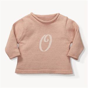 Initial Embroidered Mauve Baby Sweater  - 54368