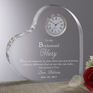 To My Bridesmaid Personalized Heart Clock