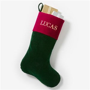 Yuletide Elegance Embroidered Velvet Stocking - Green - 54531-G