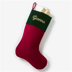Yuletide Elegance Embroidered Velvet Stocking - Red - #54531-R