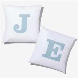 Light Wash Denim Initial Embroidered Applique Throw Pillow - 54805