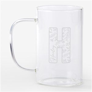 Pattern Initial Engraved 18oz Glass Mug - 54927