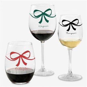 Christmas Bow Personalized Wine Glass Collection