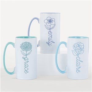 Birth Flower Name Personalized Ceramic Tall Skinny Mug - 55112