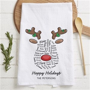 Reindeer Repeating Name Personalized Christmas Tea Towel - 55147