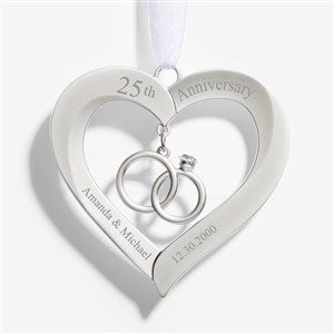Anniversary Personalized Metal Heart with Rings Ornament - 55240