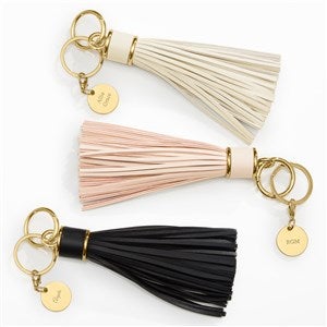 Engraved Leather Tassel Keychain & Bag Tag - 55279