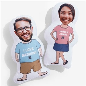 Boy & Girl Personalized Photo Character Throw Pillow with Audio QR Code - 55325