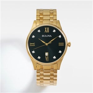 Engraved Bulova Golden Steel and Diamond Watch - 55477