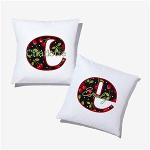 Cherry Pop Initial & Name Embroidered Applique Throw Pillow - 55750