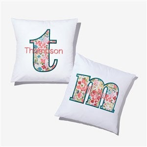 Boho Floral Initial & Name Embroidered Applique Throw Pillow - 55751