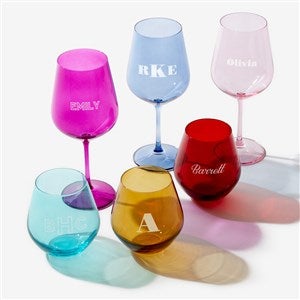 Tinted Sips Engraved Colored Stemless Wine Glasses  - 55849