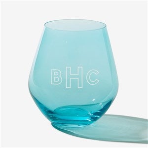 Tinted Sips Engraved Teal Stemless Wine Glass - #55849-T