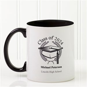 Personalized Ceramic Coffee Mugs - Graduation Cap - Black Handle - 5612-B