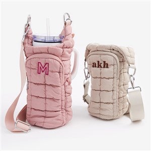 Embroidered Monogram Quilted Tumbler Carrier Bag  - 56345
