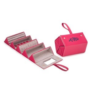 Bold & Chic Personalized Vegan Leather Eyewear & Jewelry Case - Fushia - #56347-P