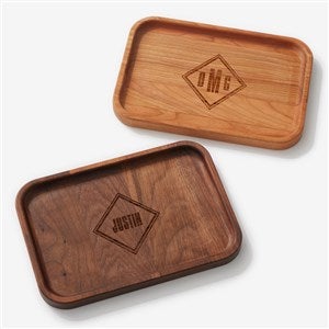 Diamond Mark Engraved Wooden Valet Tray - 56351
