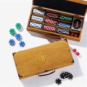 Engraved Foster & Rye Wooden Poker Set  - 56359