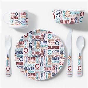 Repeating Name Personalized Kids Dinnerware Set - 56402