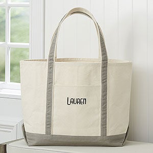 Deluxe Weekender Embroidered Tote - Grey