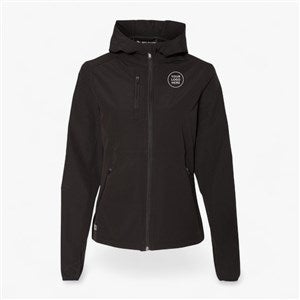 Custom Women's Dri Duck Ascent Soft Shelf Hooded Jacket - Black - 56940