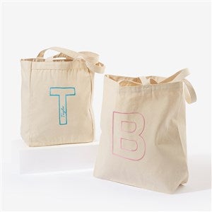 Initial Statement Embroidered Canvas Tote Bags - 57195