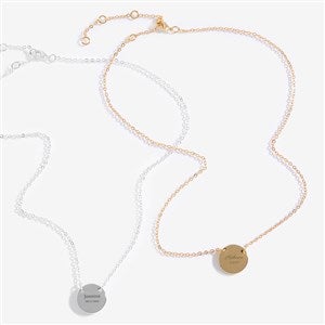 Name and Date Engraved Circle Pendant Necklace - 57230