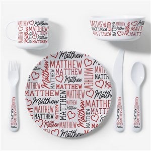 Repeating Name Heart Personalized Kids Dinnerware Set - 57291