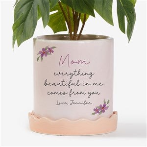 Everything Beautiful Personalized Ceramic Flower Pot with Tray - Pink - 57364