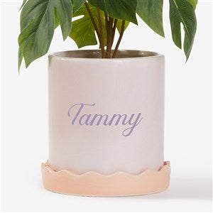 Blooming Mark Personalized Pink Ceramic Flower Pot with Tray - 57366