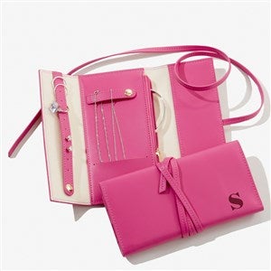 Bold & Chic Personalized Leatherette Jewelry Roll  - 57462