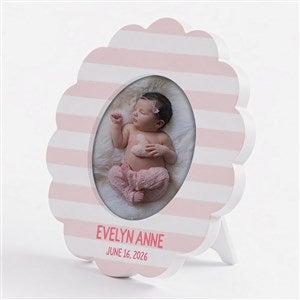 Tiny Treasures Personalized Baby Round Scallop Edge Picture Frame - 57480