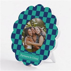 Bold Pattern Personalized Round Scallop Edge Picture Frames - 57481
