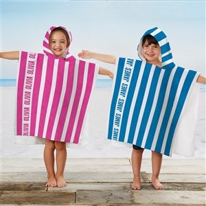 Classic Stripe Personalized Kids Poncho Beach Towel - 57530