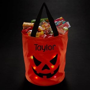 Embroidered Collapsible Pumpkin Light Up Treat Bag - 57680