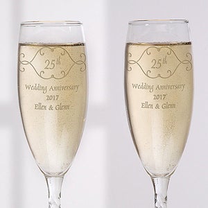 Anniversary Toast Personalized Champagne Flute Set