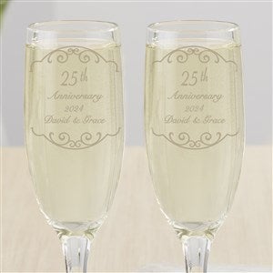 Personalized Anniversary Champagne Flutes - Set of 2 - Unique Anniversary Gifts By Year - #5769