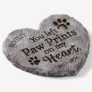 Paw Prints On My Heart Personalized Memorial Heart Garden Stone - 57812
