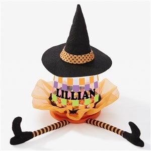 Checker Name Witch Halloween Personalized Candy Jar - #57828-W