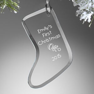 Personalized Glass Stocking Christmas Ornament