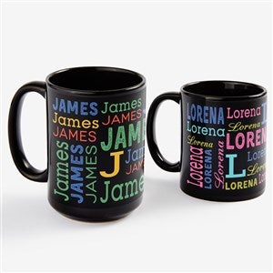 Trendy Repeating Name Personalized Black Coffee Mugs - 58497