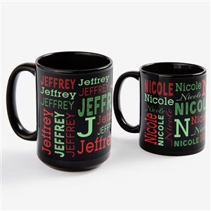 Christmas Repeating Name Personalized Black Coffee Mugs - 58502