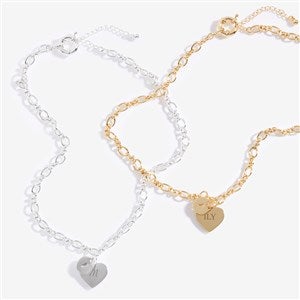 Engraved Heart and Lock Necklace  - 58519