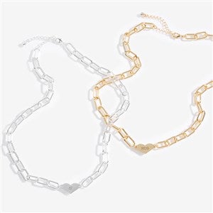 Engraved Paperclip Chain Heart Necklace - 58522