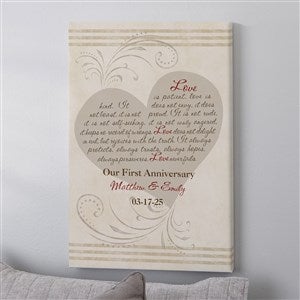 Love Is Patient 12x18 Personalized Wedding Canvas Art