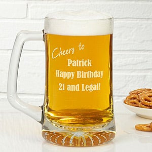 Happy Birthday 25 oz. Engraved Beer Mug - #6199